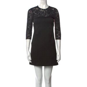 The Kooples Black illusion lace neck mini Dress 1/2 sleeves size LG
